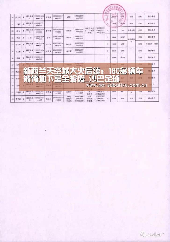 新西兰天空城大火后续:180多辆车被淹地下室全报废_沙巴足球(图4) 沙巴体育app